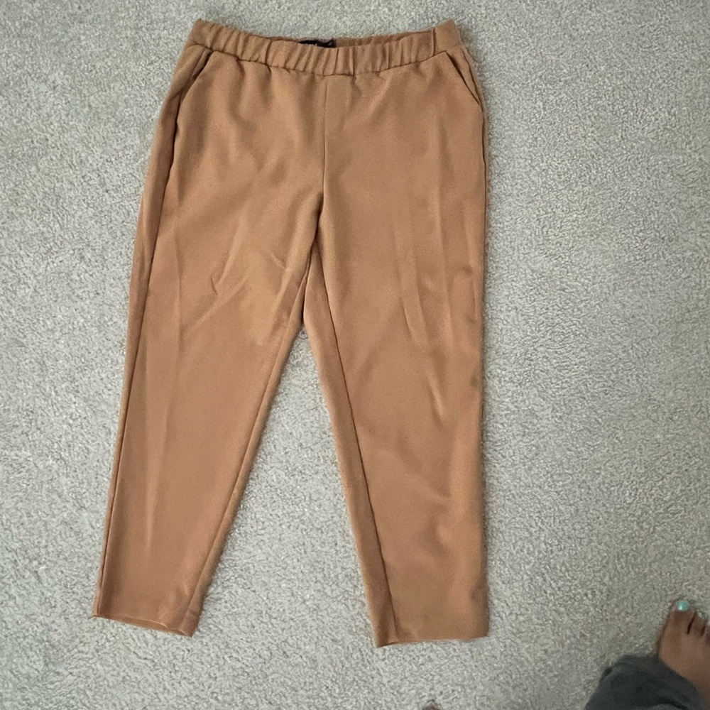 Torrid Tan Straight Leg Pants with Elastic Waistband